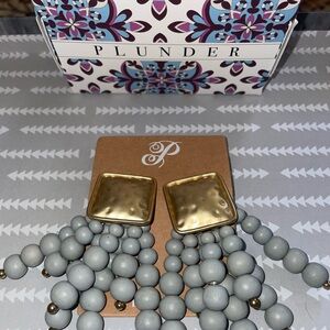 Plunder Gold and Gray Statement Earrings